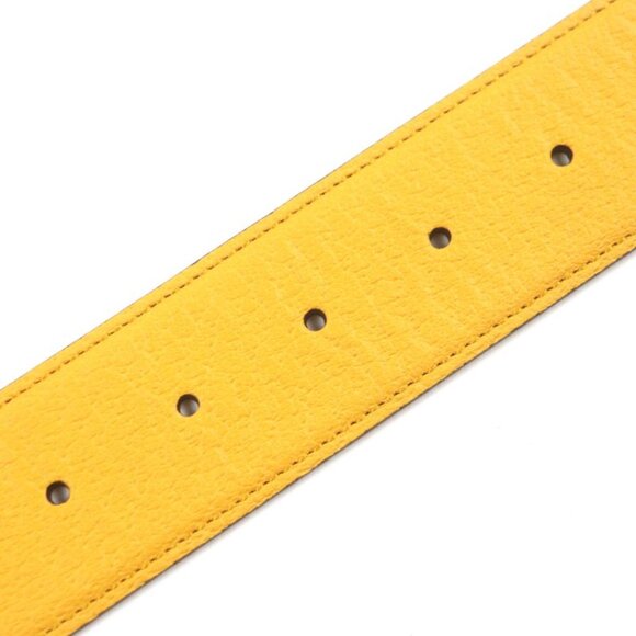 Gucci Memorable Buckle g Logo Buckle Bicolor Leather Belt Yellow Blue main image 4